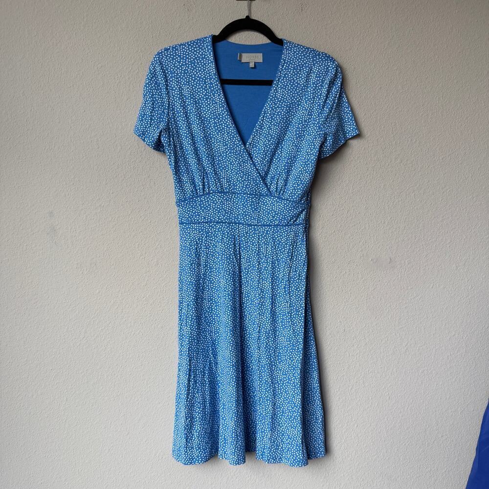Hobbs London Darcie Blue White Polka Dot Wrap Dress Size US 4 - Picture 2 of 6